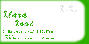 klara kovi business card